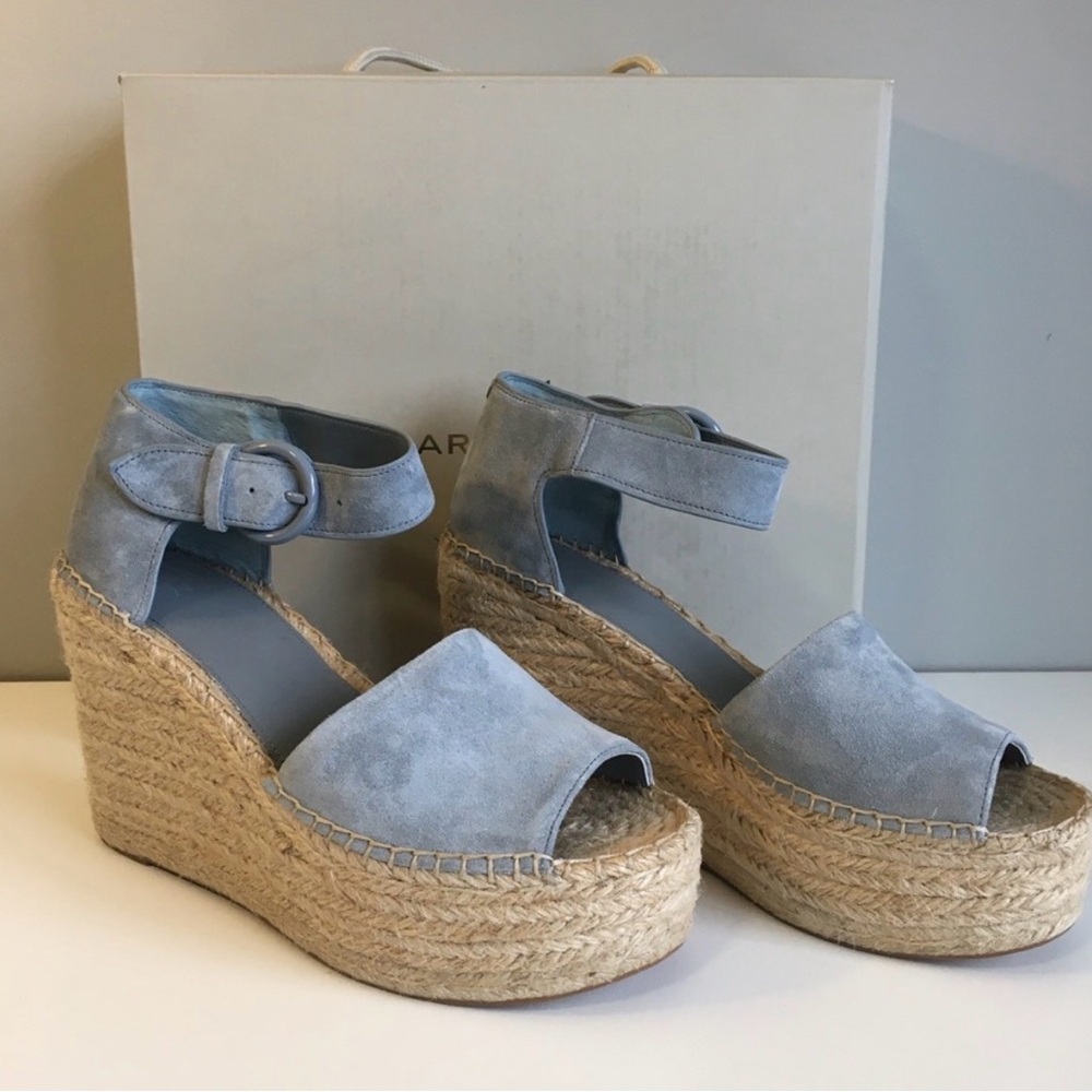 NEW Marc Fisher Ltd Alida Blue Suede Espadrilles Sandals Shoes